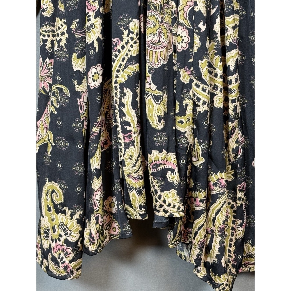 Free People Arzel Mini Dress Black Combo Paisley Festival Boho V Neck XS - Picture 10 of 16